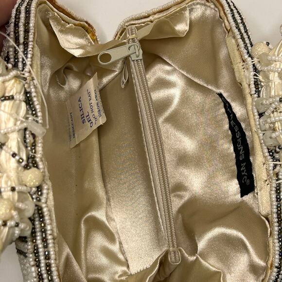 Expressions NYC Beaded Evening Bag Gold & Amber Floral Handle NWT - Picture 3 of 9